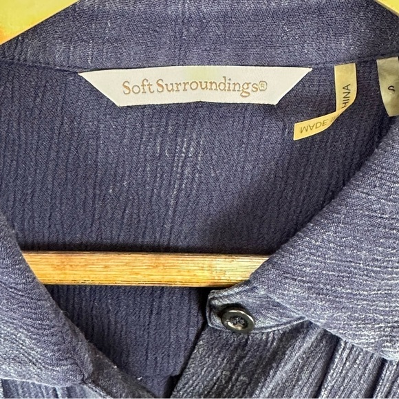 Soft Surroundings Shirt Women's S Blue Long Sleeve Pilgrim Peasant Dress Top - Picture 6 of 7